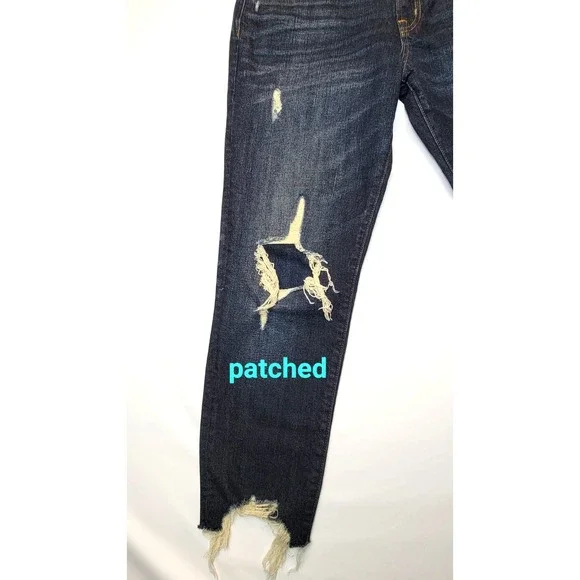 Gap Jeans Women Size 28R Distressed Best Girlfriend Raw Hem Dark Wash Gap Denim - Picture 2 of 16